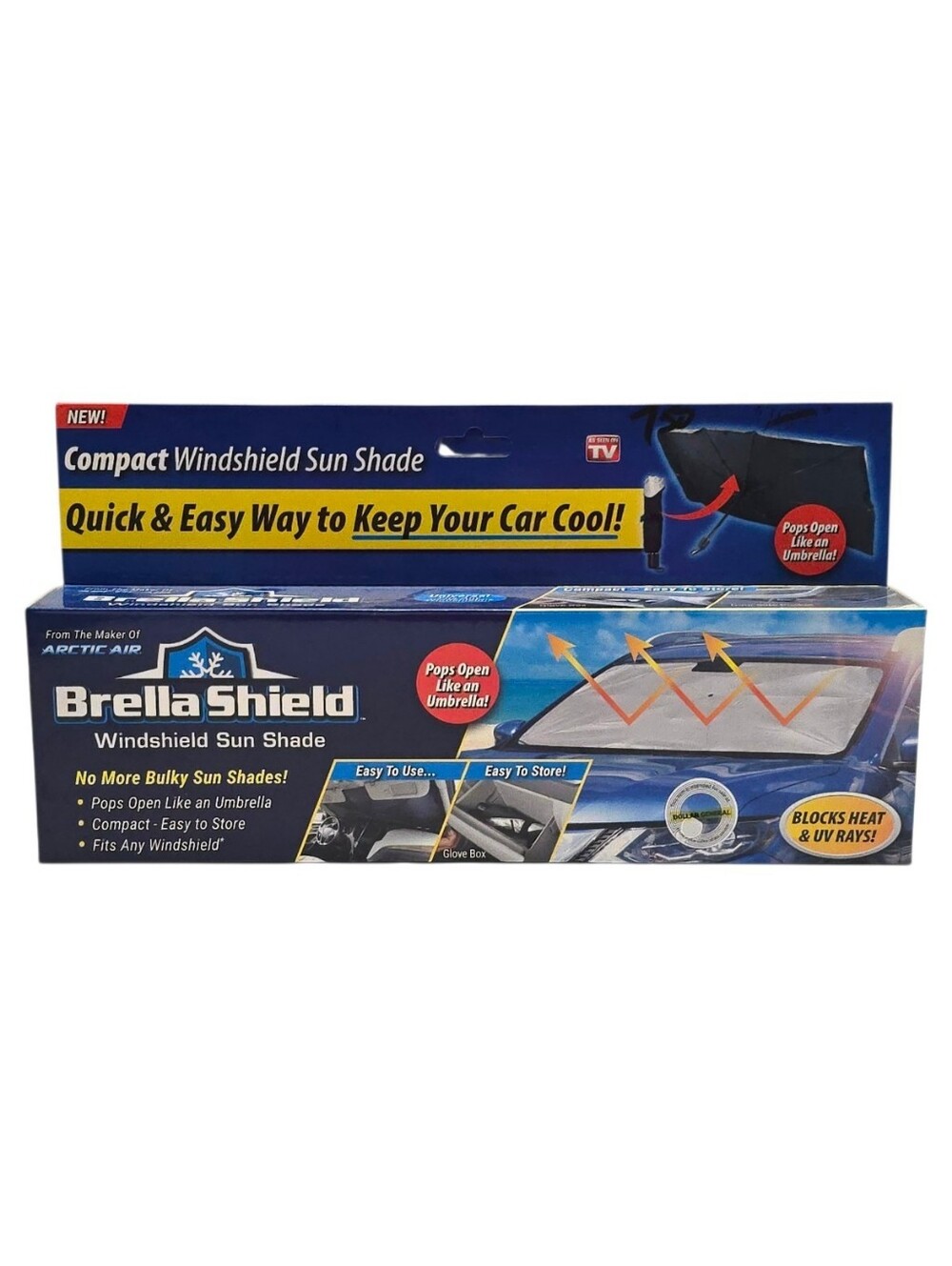 Brella Shield Car Windshield Sun Shade Ontel Visor Heat Reflector UV Shield NEW